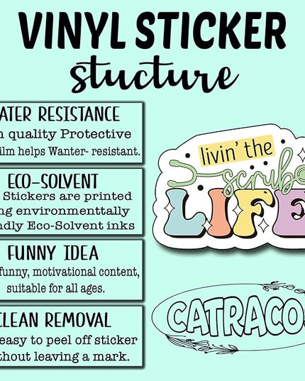 (3Pcs) Livin' The Scrub Life Sticker Nurse Sticker Decorate Books Laptop Phone Water Bottles Kindles Stickers Tumbler Waterproof Vinyl Decorate Sticker 3" Inch