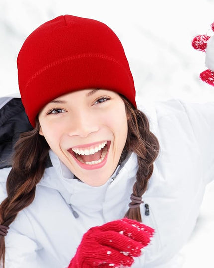 6 Pcs Fleece Skull Cap Men Fleece Beanie Winter Watch Hat Warm Polar Beanie Cap Thick Windproof Unisex for Outdoor Exercising