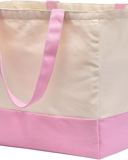 Canvas Reusable Grocery Bags Heavy Duty, 8.3 gal Foldable Large Tote Bag with Handles, Holds 60 lbs Canvas Shopping Bags, 1 Pack