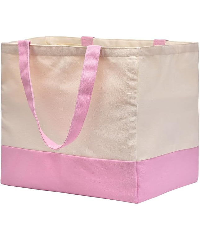 Canvas Reusable Grocery Bags Heavy Duty, 8.3 gal Foldable Large Tote Bag with Handles, Holds 60 lbs Canvas Shopping Bags, 1 Pack
