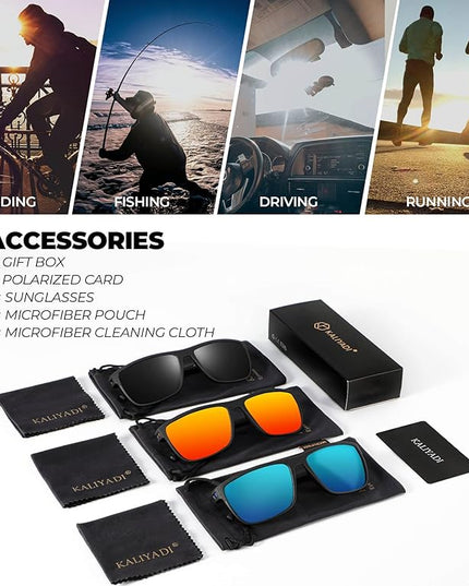 KALIYADI Polarized Sunglasses for Men, Lightweight Sun Glasses with UV Protection for Driving Fishing Golf