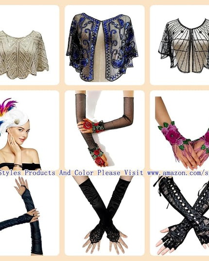 Specell Embroidered Flowers Lace Fingerless Gloves - for Bridal Wedding Cocktail Tea Party Evening Prom Costumes Cosplay