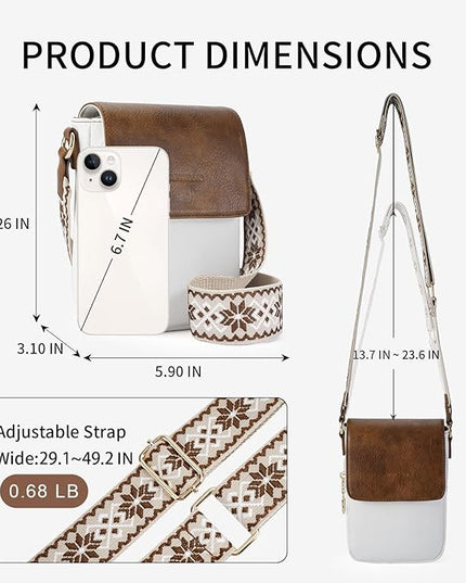 APHISON Small Crossbody Bags for Women Trendy, Leather Phone Wallet Purses Handbags Card Slots with Adjustable Guitar Strap