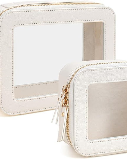 Travel Clear Makeup Bag Set, TSA Approved Cosmetic Bag Case with Zipper Portable Makeup Pouch Toiletry Bag Traveling Cosmetic Organizer Storage Bag Car Organizer Car Essentials