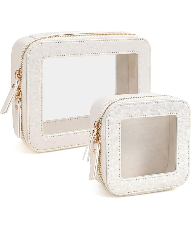 Travel Clear Makeup Bag Set, TSA Approved Cosmetic Bag Case with Zipper Portable Makeup Pouch Toiletry Bag Traveling Cosmetic Organizer Storage Bag Car Organizer Car Essentials