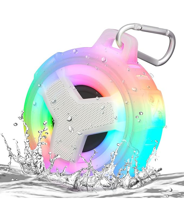EBODA Bluetooth Shower Speaker, Portable Bluetooth Speakers, IP67 Waterproof Wireless Speaker with LED Light, 2000mAh, True Wireless Stereo, for Men and Women, Unique Music Gifts