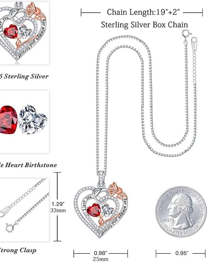 Iefil Christmas Gifts for Wife Women - 925 Sterling Silver Double Birthstone Necklace, Anniversary Birthday Gifts for Women, Jewelry Gift for Wife Girlfriend Mom Her