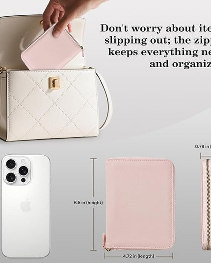CoBak Passport Holder Cover with Safe Zipper Closure, Premium Passport Wallet for Travel, RFID Blocking Card Case, Waterproof Travel Accessories for Women, Pebbled Pink