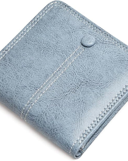 TFKGS Slim Wallet for Women RFID Wallet Women Small Wallets Woman Thin Credit Card Holder RFID Blocking Bifold Compact Pocket Ladies Leather Blue Mini Purse