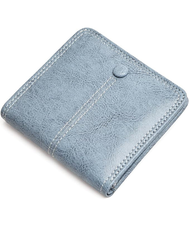 TFKGS Slim Wallet for Women RFID Wallet Women Small Wallets Woman Thin Credit Card Holder RFID Blocking Bifold Compact Pocket Ladies Leather Blue Mini Purse