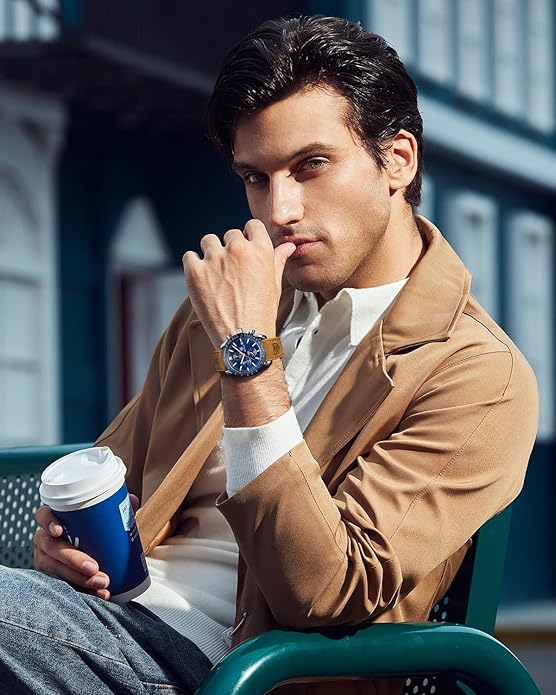 BY BENYAR Watch for Men Analog Quartz Chronograph Waterproof Luminous Designer Mens Wrist Watches Business Work Sport Casual Dress Watch with Silicone Strap Elegant Gifts for Men
