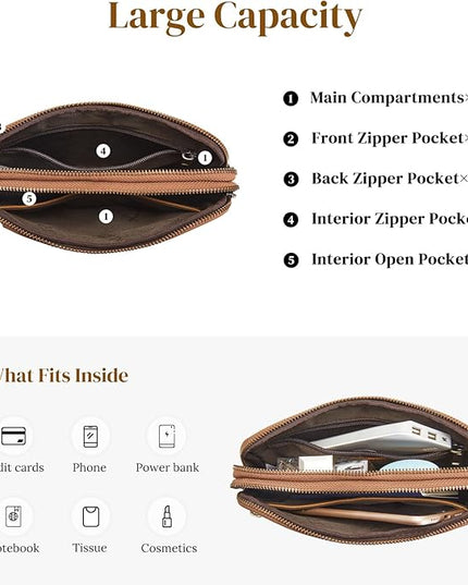 S-ZONE Fanny Packs for Women Genuine Leather RFID Blocking Crossbody Bags Purses Sling Waist Chest Bag Gifts Travel Running Adjustable Strap Men