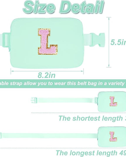Uygafly Belt Bag Fanny Pack Crossbody Bags with Initials Letter Patch Cute Stuff Birthday Gifts for Teenager Girls Trendy Stuff for Teens | Light Green,L