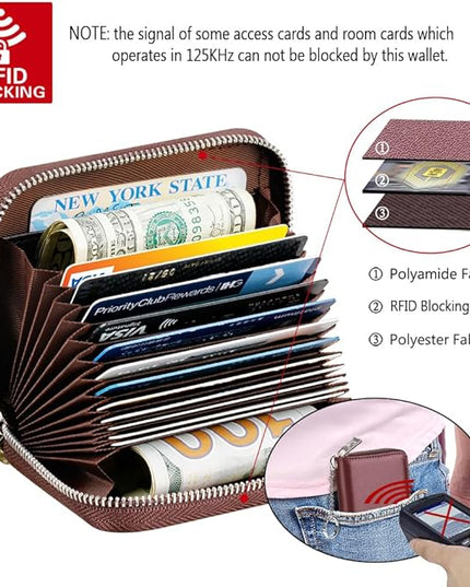 FurArt Zipper Wallet Women, RFID Blocking Credit Card Wallet, Business Card Holder, Compact Size KeyChain Wallet