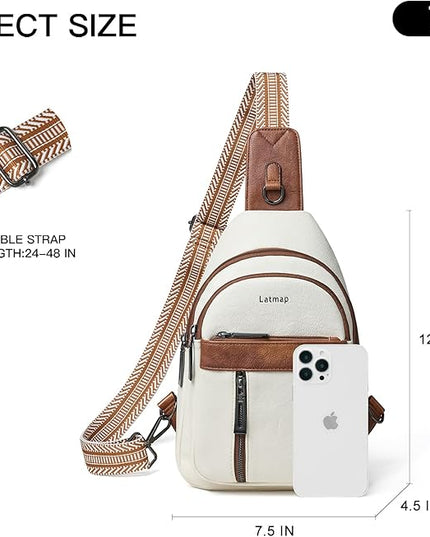 7L Sling Bag For Women Men Backpack Fanny Pack Crossbody Chest Travel Shoulder Belt Bags Purse Handbag PU Leather