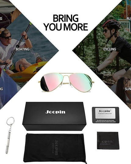 Joopin Polarized Metal Aviation Sunglasses Men, Classic Military Sun Glasses Women, Rectangle Shades UV400 Protection Costume