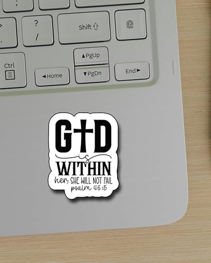 (3Pcs) God is Within Her She Will Not Fail Sticker, Christian Gifts Decorate Books Laptop Phone, Water Bottles Kindles Stickers, Tumbler Sticker Waterproof Vinyl Decorate Sticker 2,7 x 3 Inch