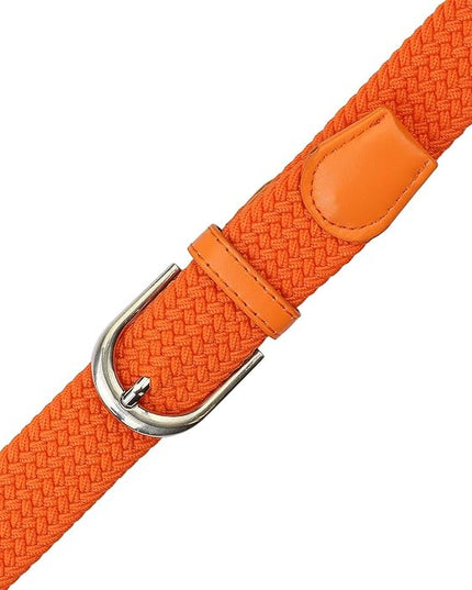 Falari Men Women Multicolored Elastic Stretch Braided Belt Canvas Fabric Woven No Holes Belt