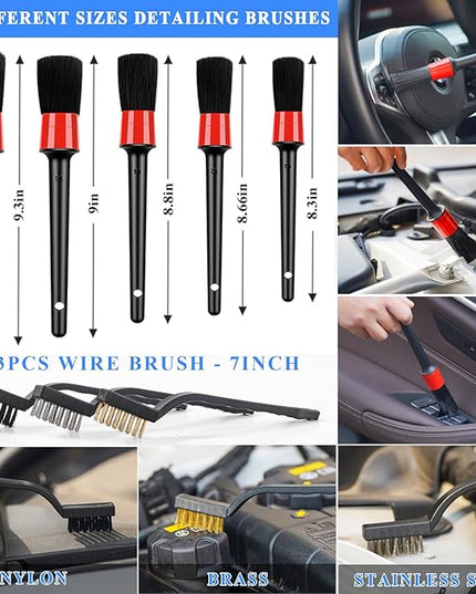 AUTODECO 38Pcs Car Wash Detailing Kit Cleaning Kits with Foam Gun Sprayer Collapsible Bucket Drill Brush Large Wash Mitt Towels Complete Interior Exterior Car Washing Supply Set Blue