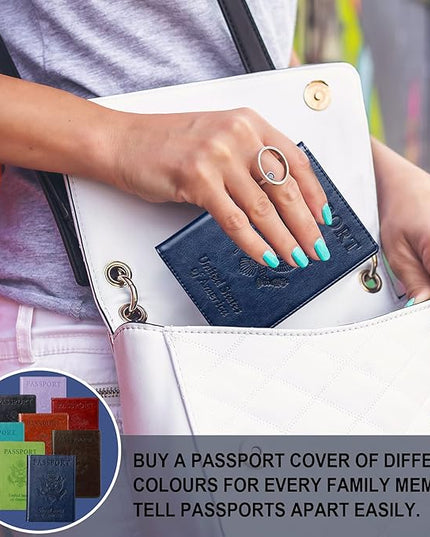 TIGARI Passport Holder for Travel Women Men, Valentines Day Gifts PU Leather Wallet Cover Case Sleeve, Waterproof Protected Document Organizer, Vacation Plane Cruise Travel Essentials