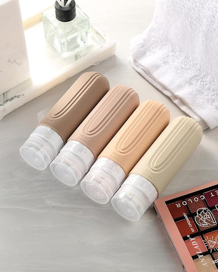 Travel Bottles for Toiletries, Tsa Approved 3oz Travel Size Containers BPA Free Leak Proof Refillable Liquid Silicone Squeezable Travel Accessories for Shampoo Conditioner Lotion (4 Pack)