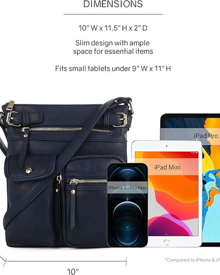 SG SUGU Katie Lightweight Medium Crossbody Bag Shoulder Bag with Multi Pocket for Women