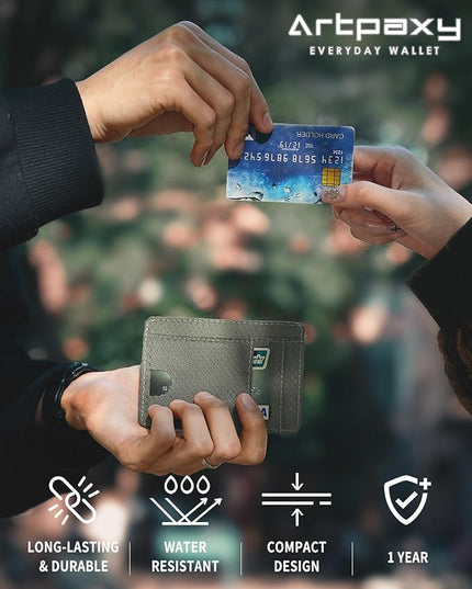 Artpaxy Slim Wallet for Men & Women, Minimalist Front Pocket Card Holder for Travel, RFID Blocking, Water Resistant Nylon Wallet for ID & Cash & Credit Card
