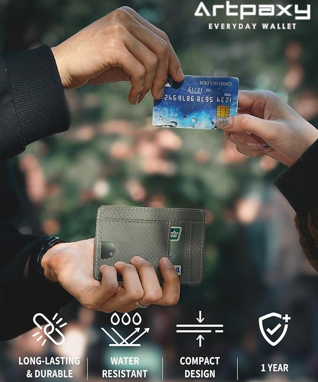 Artpaxy Slim Wallet for Men & Women, Minimalist Front Pocket Card Holder for Travel, RFID Blocking, Water Resistant Nylon Wallet for ID & Cash & Credit Card
