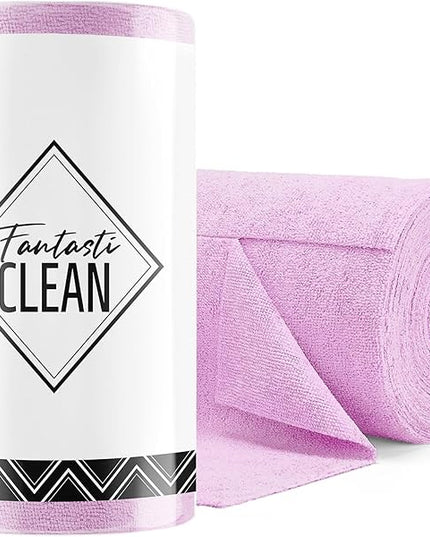 Fantasticlean Microfiber Cleaning Cloth Roll -75 Pack, Tear Away Microfiber Towels, 12" x 12", Reusable, Washable, Scratch Free, Ultra Absorbent Dishcloth for All-Around Cleaning Supplies (Purple)