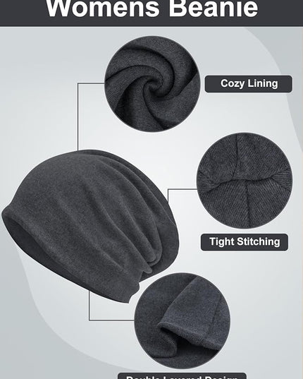 Senker Fashion Slouchy Beanie Hats for Women Men, Chemo Headwear Cotton Beanies Soft Lightweight Chemo Skull Cap Elastic