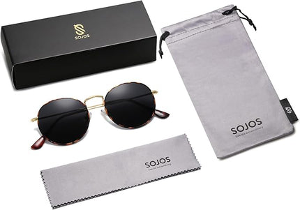 SOJOS Small Round Polarized Sunglasses for Women Men Classic Vintage Retro Shades UV400 SJ1014
