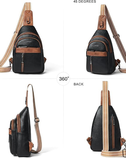 7L Sling Bag For Women Men Backpack Fanny Pack Crossbody Chest Travel Shoulder Belt Bags Purse Handbag PU Leather