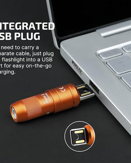 OLIGHT IMINI 2 EDC Rechargeable Keychain Flashlight, 50 Lumens Compact and Portable Mini LED Keyring Lights with Built-in Battery Ideal for Everyday Carry and Emergencies (Orange)
