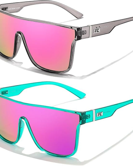 FEISEDY Sunglasses for Women Men, Fashion Mirrored Single Lens, Driving Beach Sunnies UV400 Shades B2996