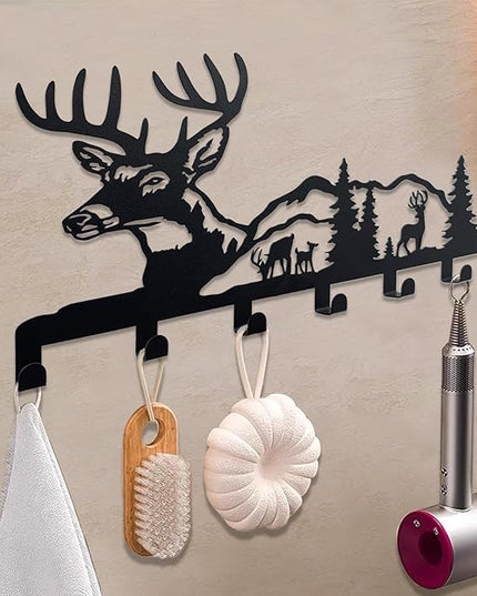 Sanshaoye Key Holder for Wall Decorative, Metal Key Holder, Key Organizer for Wall Mount, Hanging Key Rack with 7 Hooks, Key Hooks for Hallway Entryway Office Kitchen Farmhouse (Deer)