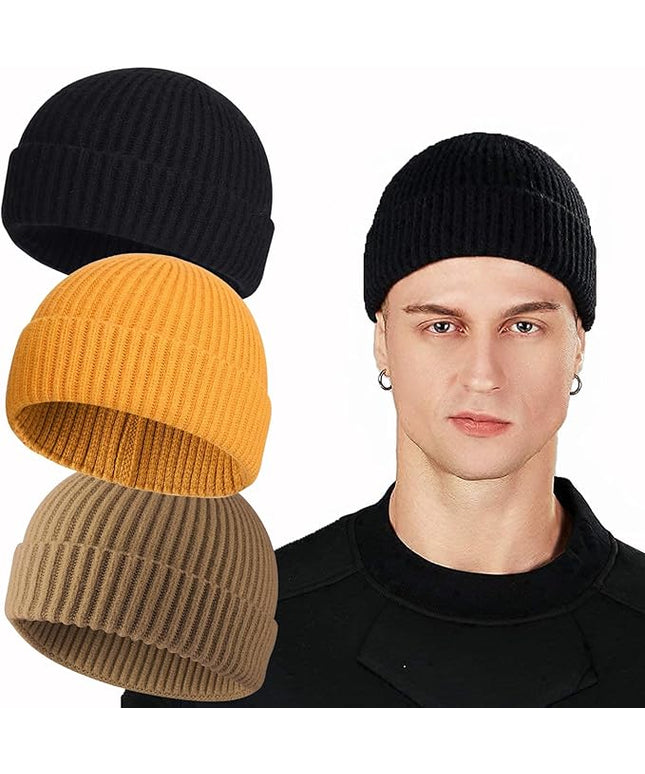 ROYBENS Swag Wool Knit Cuff Short Fisherman Beanie for Men Women, Winter Warm Hats