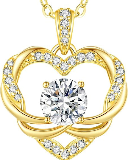 OOBEE Moissanite Heart Necklace for Women 925 Sterling Silver Fine Jewelry, Ideal Birthday Anniversary Christmas Gift for Women Wife Mom Girlfriend