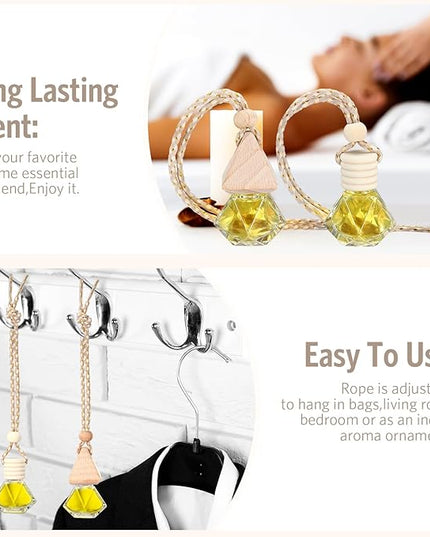 BBTO 100 Pcs Car Air Fresheners Diffuser with Wooden Cap Empty Aromatherapy Diffuser Clear Car Fragrance Holder Pendant Hanging Perfume Fresheners Bottles for Car Decor (Clear Diamond)