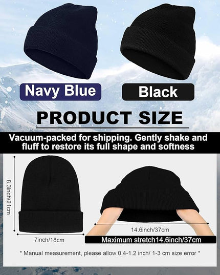 Jecery 50 Pack Winter Beanies Hats Bulk for Homeless Unisex Cold Weather Stretch Caps Warm Knitted Cuffed Hats for Women Men