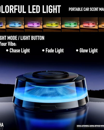 KOSHA Automobile Aroma Diffuser with LED Lights, Portable Car Air Freshener, Phone Base, 800mAh, Essential Oil Diffuser for Car & Home, Non-Slip