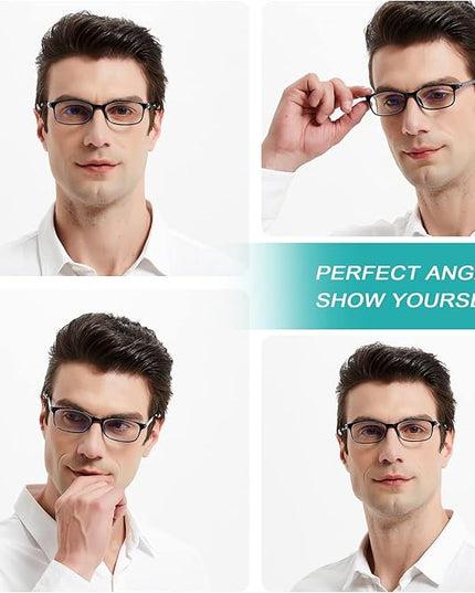 EYEURL 2 Pack Reading Glasses for Men Women - Blue Light Blocking Computer Reader 1.50 Women Lightweight TR90 Flexible Eyeglasses Anti Glare UV Ray Eyestrain