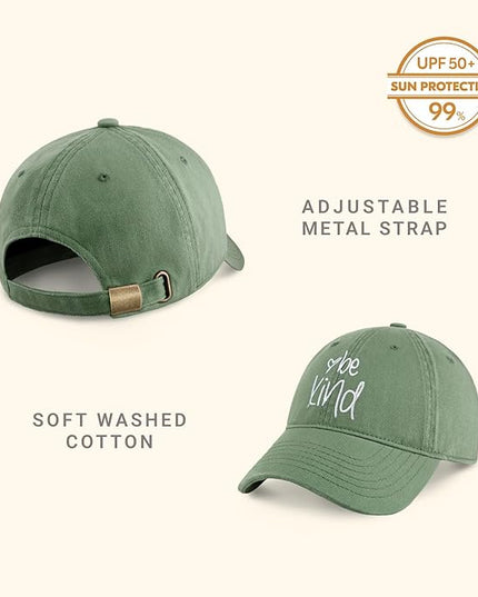 CHOK.LIDS Be Kind Trendy Womens Baseball Cap Unisex Fashion Cotton Polo Style Fun Inspirational Saying Seasonal Headwear