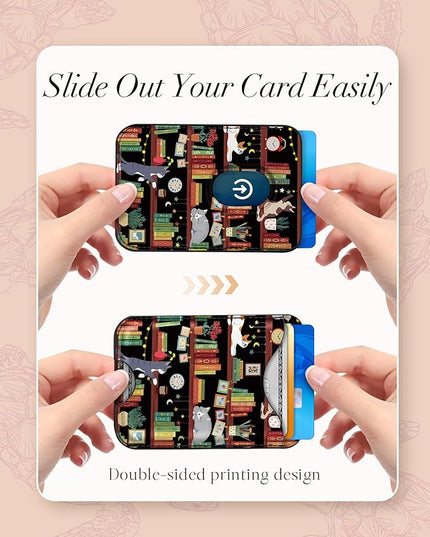 Shorogyt Compatible with Magsafe Wallet Magnetic Card Holder - Book Cat Phone Wallets for Women Teen Girls Cute for iPhone 17/16/15/14/13/12 Series Slim for Apple Mag RFID Magnet, Fit 3 Cards
