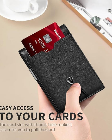 RUNBOX Mens Slim Wallet with Money Clip RFID Blocking Bifold Credit Card Holder for Men with Gift Box