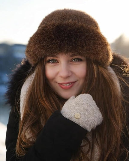 3 Pieces Women’s Faux Fur Bucket Hat Winter Warm Plush Furry Hat – Soft Fluffy Cold Weather Hat for Outdoor Travel
