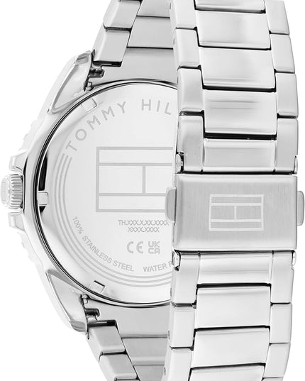 Tommy Hilfiger Men's Bold Dive-Inspired Watch – 3H Quartz Movement, Stainless Steel and Aluminum Case, Aluminum Sport Bezel, Link Bracelet – Adventure-Ready Gift for Him