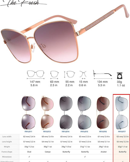 The Fresh Classic Crystal Elegant Women Beauty Design Sunglasses Gift Box
