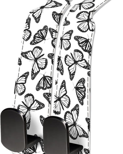 Car Seat Headrest Hook, Universal Leather Cute Hanger Holder Hook, Storage Organizer Interior Accessories for Purse Bags Handbag Black White Cute Butterfly