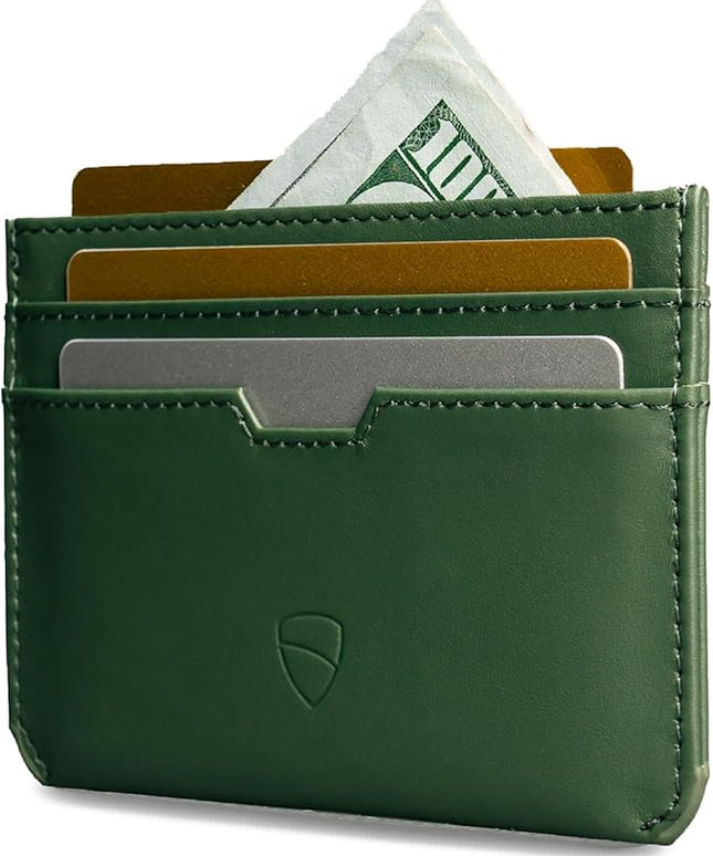 Vaultskin MOORGATE Slim Card Holder - Minimalist Leather Wallet, RFID Blocking Sleeve, Fits Front Pocket, for Men and Women