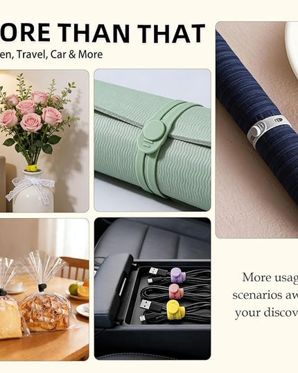 28Pcs Silicone Cable Ties Reusable, Multipurpose Cable Management Organizer, Adjustable Fastening Cable Straps with Locking Buckles, High Elasticity Cord Organizer, Travel Essentials(2 Sizes, 7Colors)